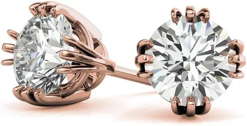 Vista 6 de IGI Certified Triple Prong Round Basket Lab Diamond Stud Earrings In 14k White Yellow Gold Rose For Women (F-G Color, VS1-VS2 Clarity)