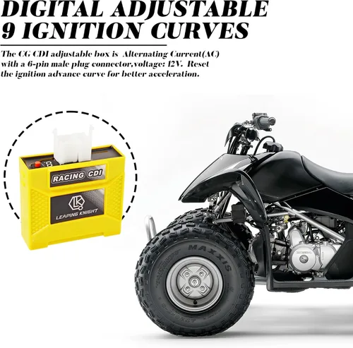 Vista 3 de Caja de 6 pines AC CDI de alto rendimiento, parte de carreras digital, ajustable, 9 curvas de encendido para CG 125cc 150cc 200cc 250cc motor