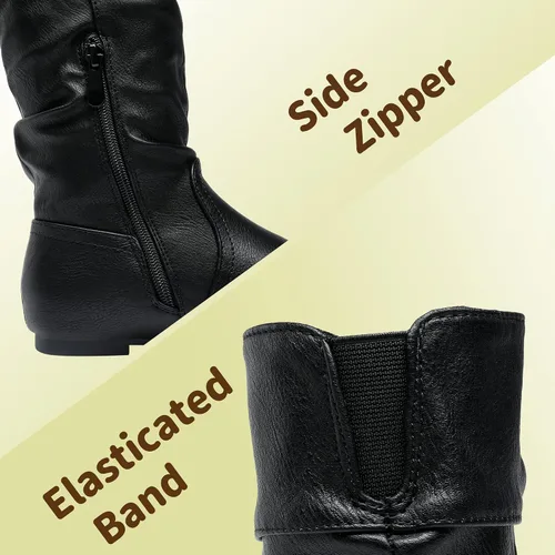 Vista 3 de DREAM PAIRS - Botas de invierno para montar en bicicleta para niñas, altura hasta la rodilla, piel sintética (niñas pequeñas, medianas y grandes)