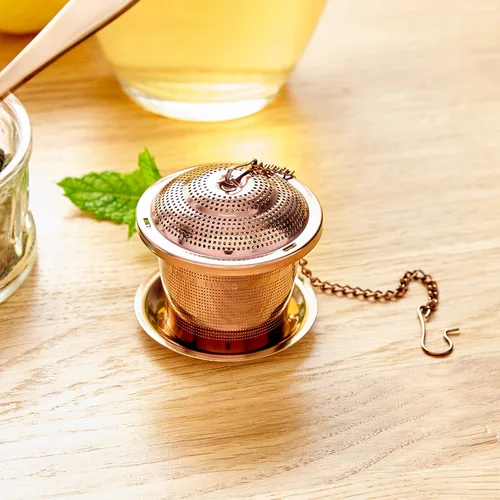 Vista 3 de Oro rosa - Infusor de té + cuchara de té mediana