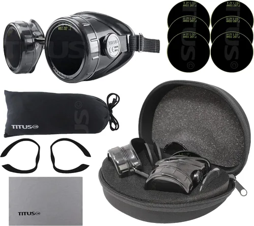 Vista 10 de TITUS Copa tipo C Marco de calidad industrial gafas de soldadura UV IR verde 5,7,8,9,10,11,12,13, o 14 filtro con estuche y almohadillas