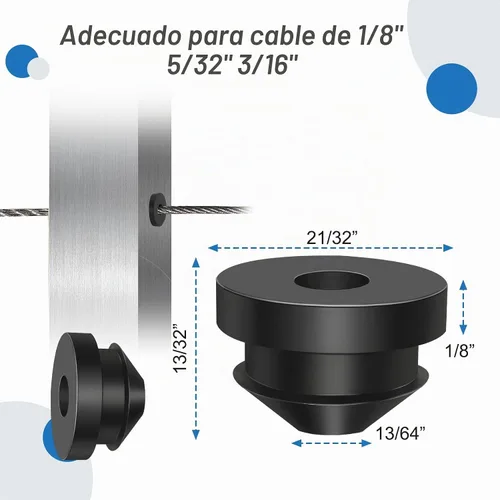 Vista 2 de Paquete de 100 fundas protectoras de goma para barandillas de cable