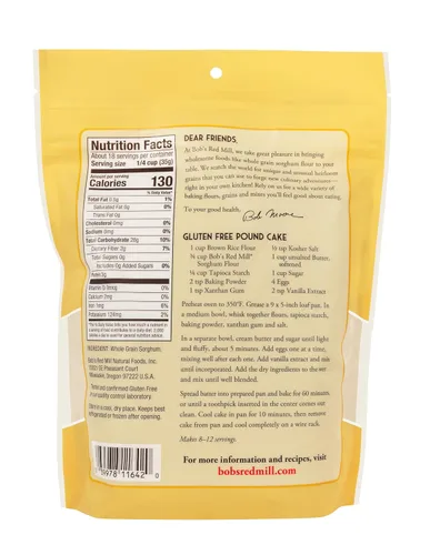 Vista 2 de Bob's Red Mill Harina de sorgo blanco dulce sin gluten, 22 onzas (paquete de 4)