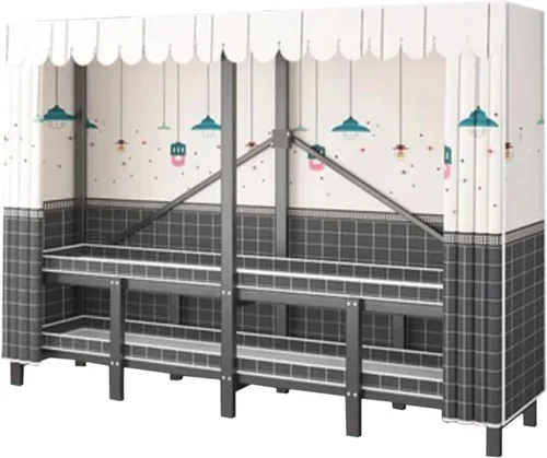 Vista 11 de large closets Folding Wardrobe Closet Thicken Metal Clothes Closet Saves Space Closets for Bedroom with Hanging Rods Portable Closet Space-saving