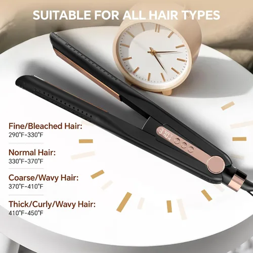 Vista 3 de Nicebay Plancha plana para alisar el cabello, alisador y rizador de pelo, 5 temperaturas, calentamiento rápido, amplio voltaje