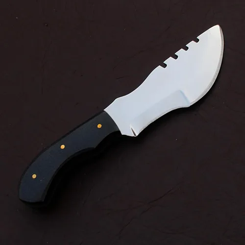 Vista 3 de Cuchillo de seguimiento hecho a mano, cuchillo de caza de hoja fija de espiga completa con funda, cuchillo de transporte horizontal, cuchillo