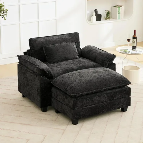 Vista 11 de Oprisen Sofá Seccional Modular, Cómodo Cloud Couch Sofá Seccional, Sofá Cama de Chenilla con Asiento Profundo con Almohadas Decorativas para Sala