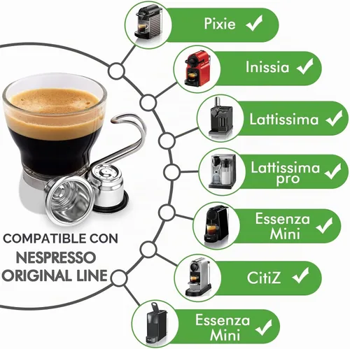 Vista 7 de CAPMESSO Cápsulas reutilizables para Nespresso OriginalLine, 6pcs cápsulas de café recargables Nespresso de acero inoxidable compatibles con máquina