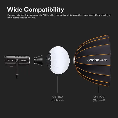 Vista 7 de Godox SL150WII - Luz LED de fotografía mejorada, SL150WIII SL150III SL-150WIII 160W luz continua, CRI96+ equilibrada de luz diurna, montaje Bowens