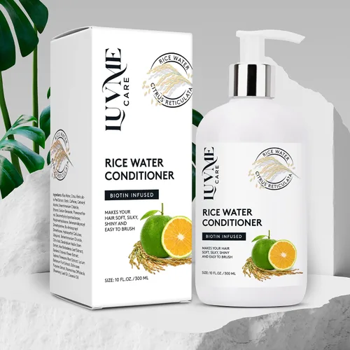 Vista 7 de Luv Me Care Acondicionador de engrosamiento del cabello con agua de arroz, con biotina, mejora la fuerza, el volumen y el brillo, acondicionador
