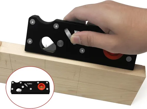 Vista 6 de Cepilladora de chaflán para madera, herramienta de aplanamiento de esquina de borde de carpintería, bisel de 45 grados, cepilladora manual para Negro
