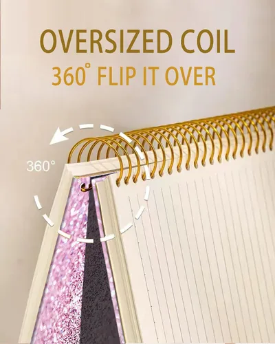 Vista 3 de iampanda Cuaderno con espiral, encuadernación fuerte de doble alambre con papel de primera calidad para niñas y mujeres, 60 hojas de lujo a la moda
