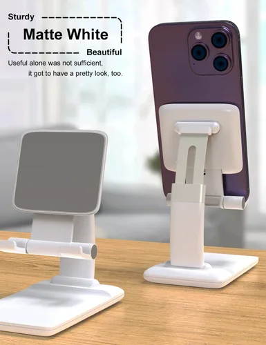 Vista 2 de Soporte de teléfono celular para escritorio, soporte plegable para iPhone, ajustable, portátil, manos libres, soporte para teléfono móvil