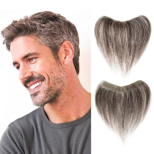 Vista 21 de Extensión frontal de cabello rubio claro para hombres, extensión de cabello lacio con pérdida de línea de cabello humano con cinta adhesiva