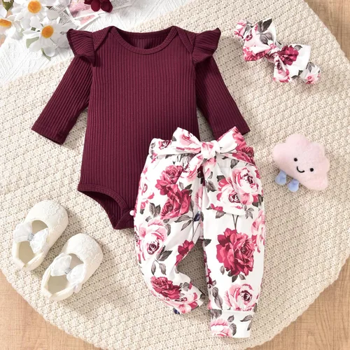 Vista 218 de Aalizzwell Conjunto de mameluco acanalado para bebé recién nacido prematuro para otoño e invierno