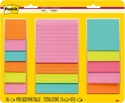 Vista 13 de Post-it Notas súper adhesivas, 15 blocs de notas adhesivas, varios tamaños, suministros de regreso a la escuela, productos de oficina, 2 veces más