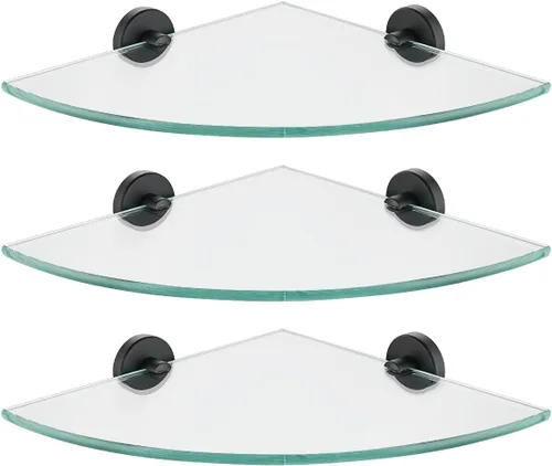 Vista 12 de JQK TGS190L10-PB-P2 - Estante de pared flotante de acero inoxidable 304 para baño, 10 x 10 pulgadas, 2 unidades, color negro