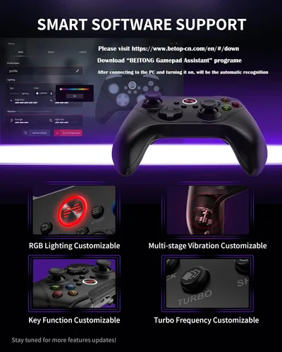 Vista 6 de BEITONG Asura 2 Pro Wireless Gaming Controller PC Game Controllers Dual Vibrate Gamepad Joystick For Windows 7 8 10 11,Android TV,Steam