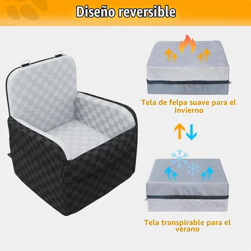 Vista 6 de PETICON Asiento de coche impermeable para perros pequeños y medianos Gris