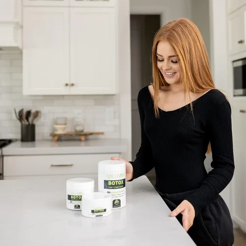 Vista 2 de Mascarilla capilar de colágeno con queratina para cabello dañado, acondicionador profundo para cabello seco con aceite de coco y argán, mascarilla
