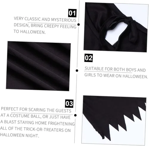 Vista 7 de NOLITOY 2 Pcs Halloween Death Robe Halloween Costumes Vampire Costume Prom Dresses Death Costume Child Fancy Costume Halloween Costumes Prank Props