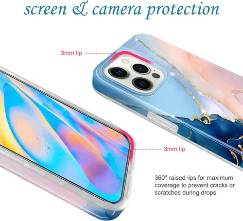 Vista 3 de JAHOLAN - Carcasa para iPhone 12 y iPhone 12 Pro, diseño de mármol transparente, carcasa de silicona de goma suave, carcasa de 6,1 pulgadas