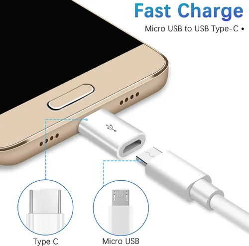 Vista 4 de Adaptador micro USB a USB C, paquete de 2 adaptadores Micro-USB hembra a USB-C macho OTG compatibles con Samsung Galaxy, LG, Huawei, teléfonos tipo