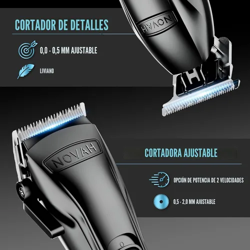Vista 2 de Novah - Juego de cortapelos y recortadores profesionales de peluquería – Máquina de afeitar de papel de aluminio profesional para hombres, cortadora