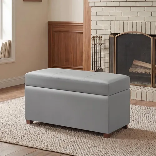Vista 12 de Joveco Banco Otomán de Almacenamiento de Cuero de 24", Taburete de Reposapiés Rectangular para Sala de Estar, Dormitorio, Entrada, Mesa de Café