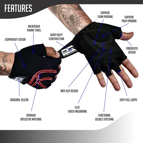 Vista 2 de RIMSports Guantes de ciclismo reflectantes para bicicleta de montaña para el día y la noche ideales para ciclismo y bicicleta de carretera