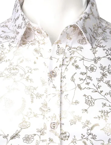 Vista 3 de ZEROYAA Camisas de vestir de manga larga con botones y estampado floral de rosas para hombre