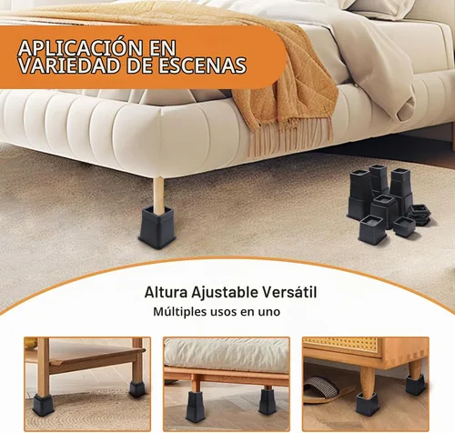 Vista 7 de Elevadores de Cama, Elevadores de Muebles de Tamaño Grande, Bloques Ajustables de Elevación de 1/2/3/4/5/6/7/8/9/10 Pulgadas para Cama, Sofá