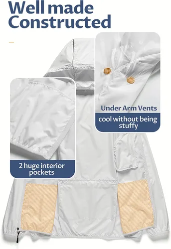 Vista 3 de CREATMO US Chaqueta impermeable plegable para hombre con capucha extraíble