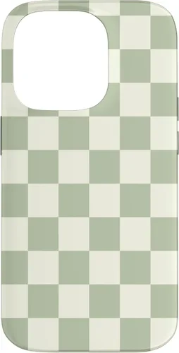 Vista 17 de Funda clásica Checkered Checker Checkerboard Light Sage Green para iPhone 17