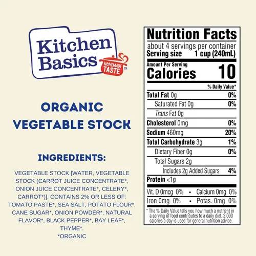 Vista 2 de Kitchen Basics Caldo de verduras orgánicas, 32 onzas (paquete de 12) Sin sabores artificiales, vegano, sin gluten