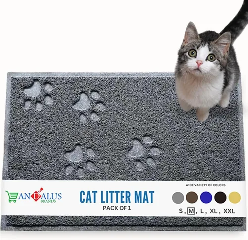 Vista 48 de Andalus Tapete Pequeño para Arena de Gatos, Paquete de 2 - Impermeable, Antideslizante y Fácil de Limpiar, Tapete para Caja de Arena de Gatos