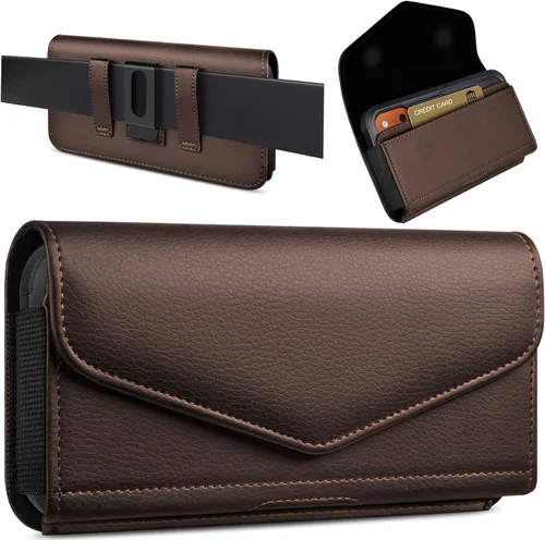 Vista 9 de Funda de cuero para teléfono celular con soporte para tarjeta y clip para cinturón Estuche protector para iPhone Pro 17 16 15 14 13 12 16e, Samsung