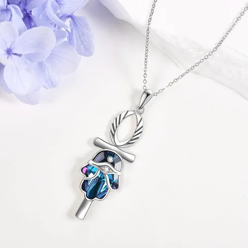 Vista 4 de HUKKUN - Collar con colgante de plata de ley, diseño de alas de ángel, loto, hamsa, fénix, joyería para mujeres y niñas