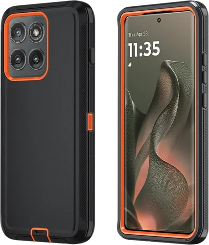 Vista 23 de Qinmay Funda para teléfono Motorola Moto Edge 5G 2026, color negro y gris NegroGris