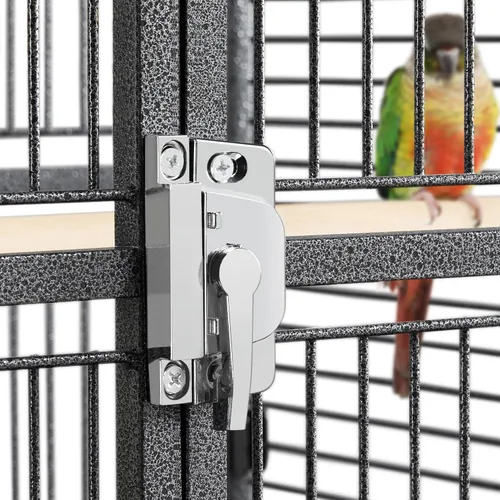 Vista 6 de Topeakmart Jaula grande para pájaros de loro de 61.5 pulgadas, selección de hierro forjado, color negro