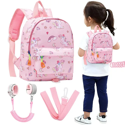 Vista 16 de Accmor Arnés de mochila de dinosaurio para bebés con correa para niños pequeños con eslabón de muñeca antipérdida, bonita bolsa de guardería