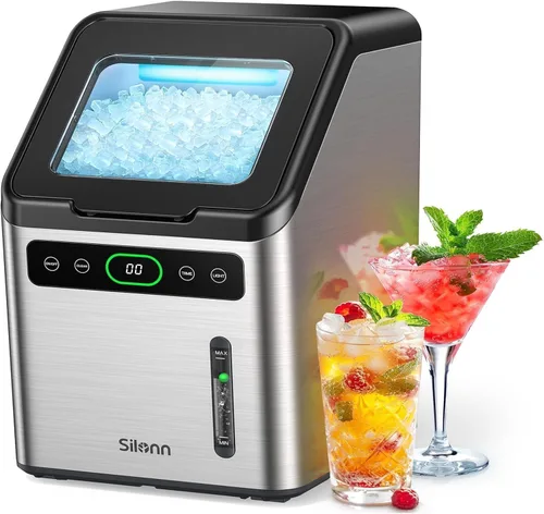 Vista 8 de [Usado] Silonn Nugget Máquinas de Hielo para Encimera, Temporizador Máquina de Hielo de Guijarros con Hielo Suave Masticable, Máquina de Hielo de 44