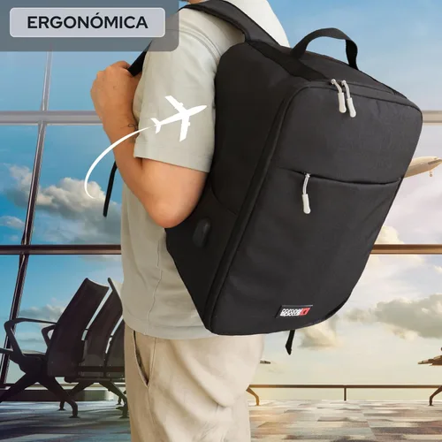 Vista 7 de Coronel Tapiocca Mochila unisex Viaje Cabina Avion Avion Cabina Mochila de viaje, Negro/Blanco
