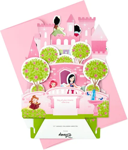 Vista 7 de Hallmark Paper Wonder - Tarjeta de cumpleaños desplegable de princesa de Disney para niños (castillo)