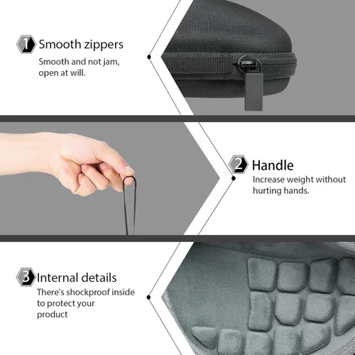 Vista 5 de co2CREA - Carcasa rígida para ratón Logitech MX Ergo S/MX Ergo Trackball, color negro Comfortable Hand Strap, Easy Carrying, Portable Storage