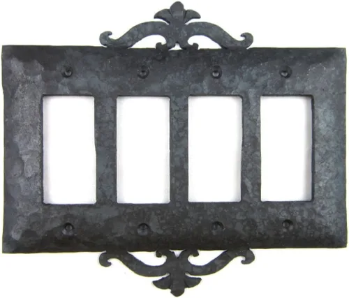 Vista 3 de Cubierta de placa de interruptor de hierro forjado de hierro forjado rústico español EPH143 (negro)
