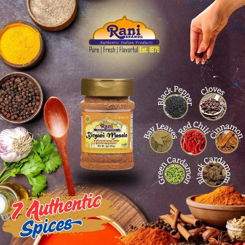 Vista 3 de Rani Biryani Masala Curry (mezcla de 7 especias para platos de arroz indio, pullao/pilau) Tarro PET de 3 onzas (3.00 oz) ~ Todo natural Vegano