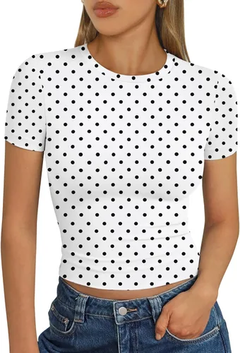 Vista 11 de Trendy Queen - Camisetas básicas para mujer, camisetas de verano 2025, de manga corta, ajustadas, para gimnasio, entrenamiento, ropa estilo Y2K