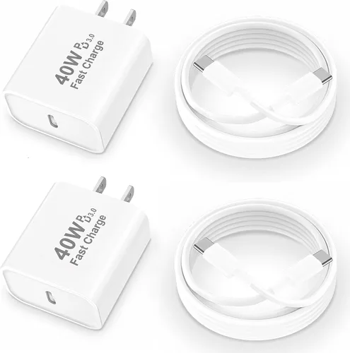 Vista 9 de Cargador para iPhone 17 16 15 de carga rápida, cargador USB C dinámico de 40 W con cable [Apple MFi Certified] 3A 6.6ft Type-C Cable Data Sync for