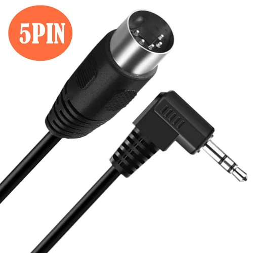 Vista 3 de Cable DIN de 5 pines, DIN 5 pines MIDI macho a 0.138 in TRS macho estéreo macho cable de conexión de audio de ángulo de 90 grados para tarjeta